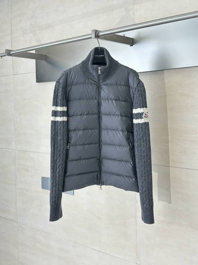 Moncle* Moncle Fw24 stand collar zipper striped wool stitching down jacket Size: