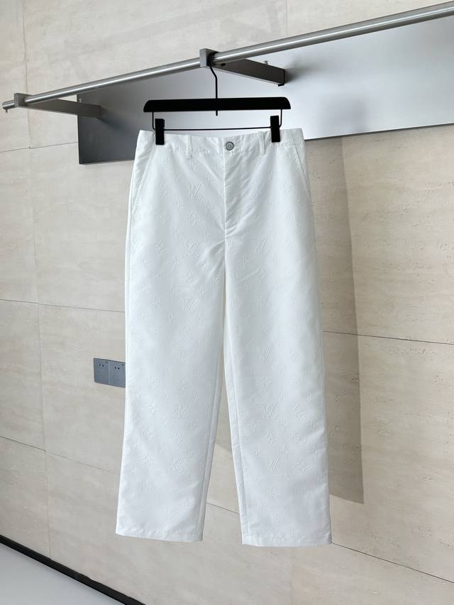 Lv Louis 25Fw Autumn and Winter new straight embossed suit trousers Custom cotto