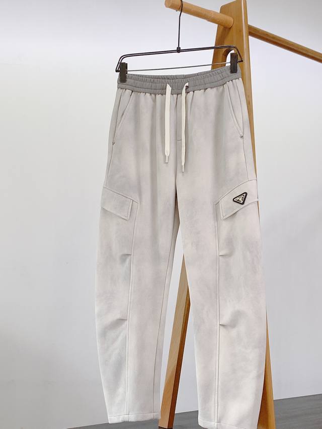 Prada 2025 Early Fall New Arrival Retro workwear casual pants, double-knit, cust