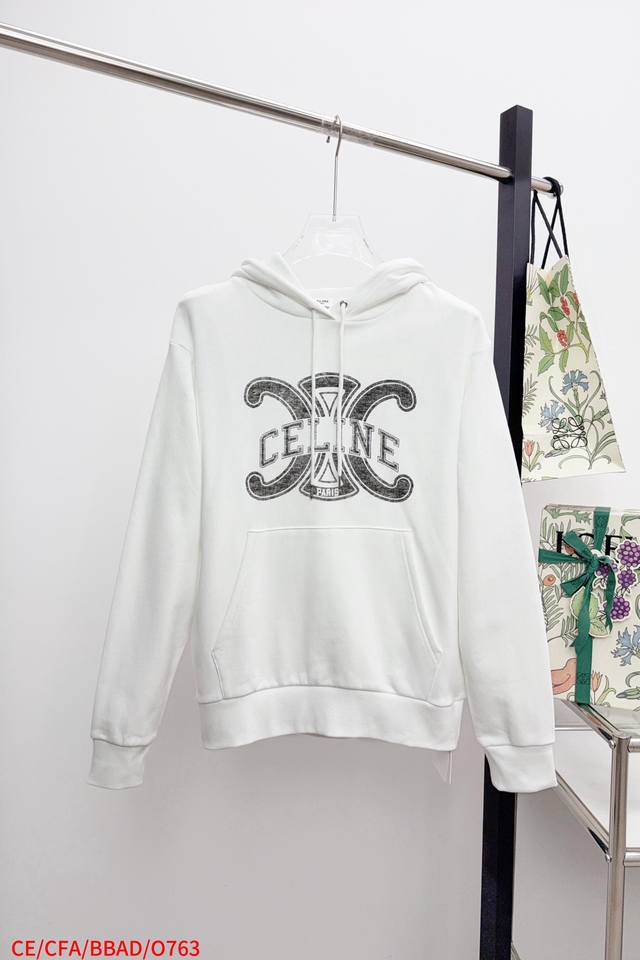 O763 Ce Celine 25 new cotton printed sweatshirt. Soft cotton jersey with brand l