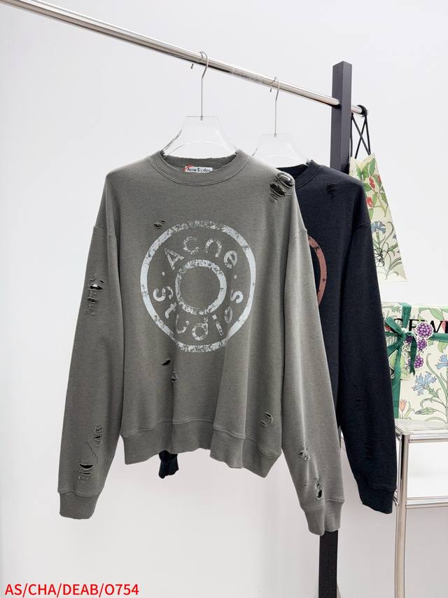 O754 Acne Studios distressed logo with holes. DDD. Custom-dyed, ink-soft cotton.