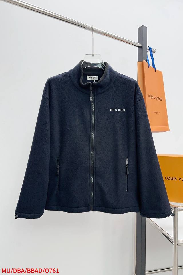 O761 Mu Miumiu 25Ss new full-zip jacket Custom Yb imported material, soft, comfo