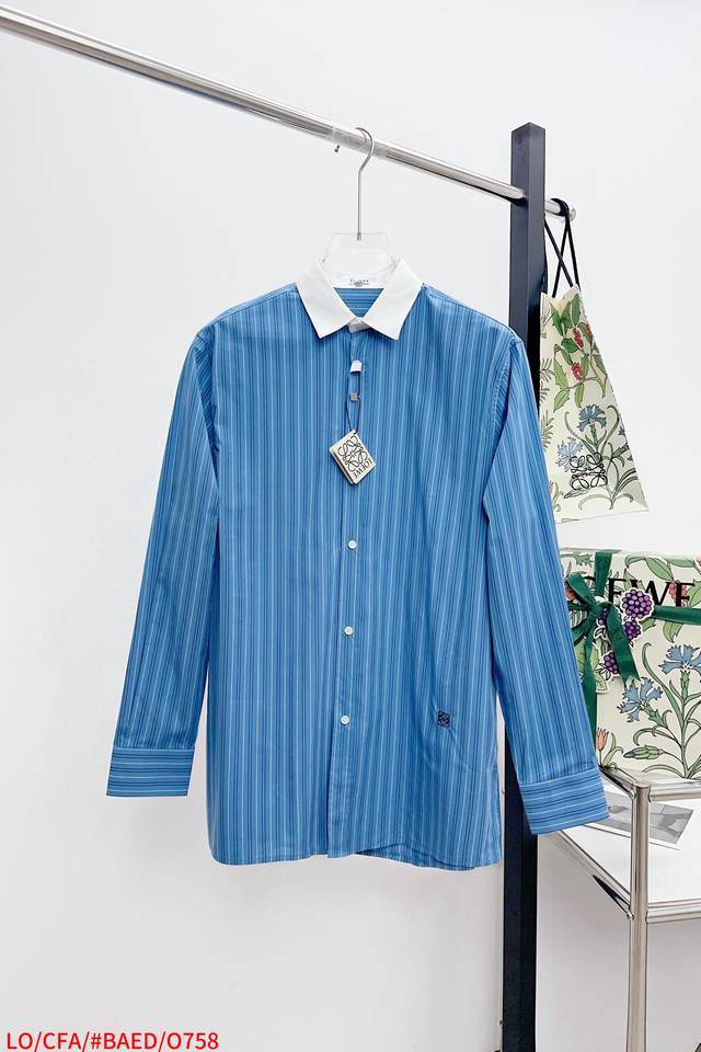 O758 Lo Loewe striped colorblock striped single-breasted peak collar long-sleeve