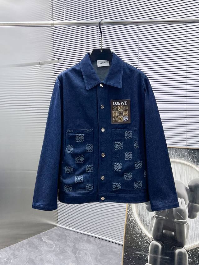 Loewe's new 2025 lapel denim jacket, a high-end version! Custom-made fabric is b