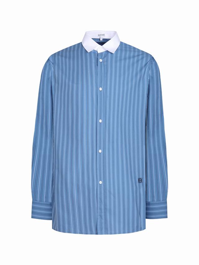 Loewe striped colorblock striped single-breasted peak collar long-sleeved shirt