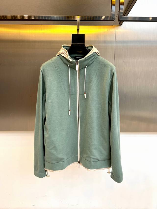 Zegna, 2025 new knitted outer jacket. Portuguese 100% combed cotton fabric: usin