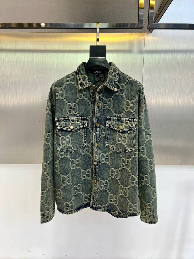 Gucci, 2025 Early Fall new men's denim jacket, made from imported Yb fabric, boa