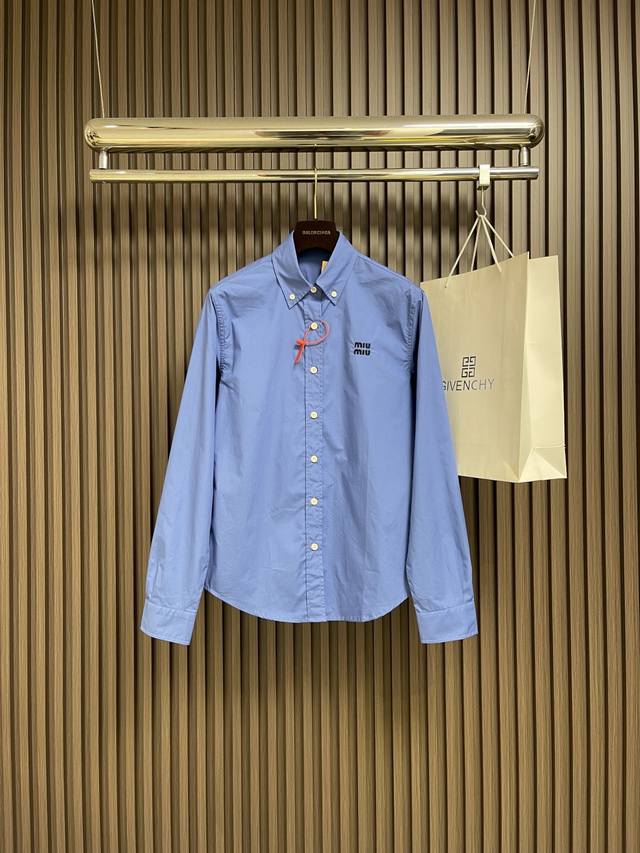Miumiu logo-embroidered shirt, custom-made with Tencel cotton interwoven yarn. T