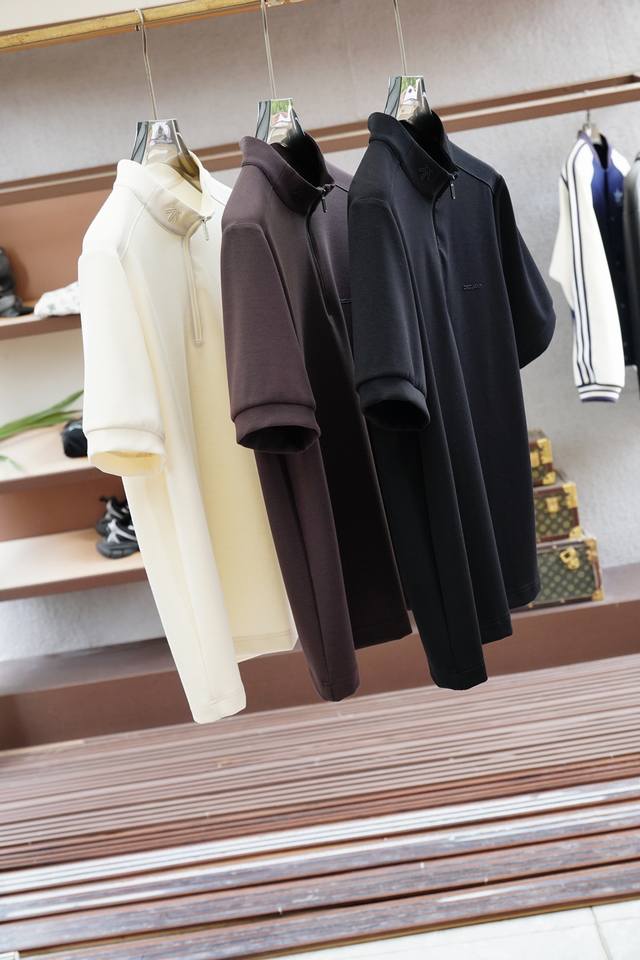 Zegna - 2025Ss Autumn/Winter counter same style synchronous new short-sleeved a