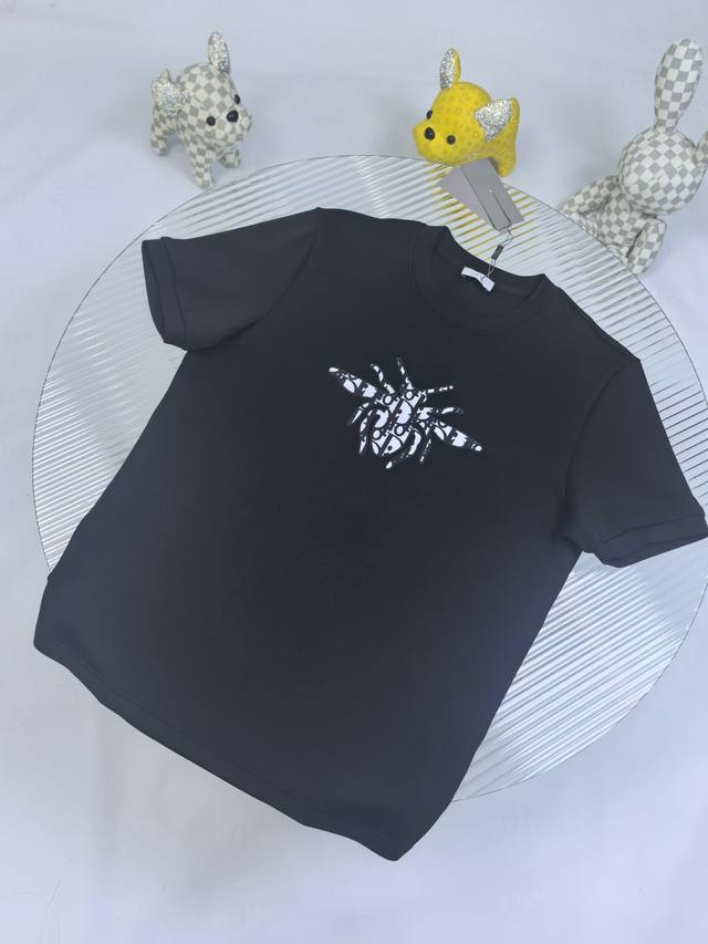 Dior's 2025 Fall/Winter round-neck embroidered short-sleeved T-shirt, featuring