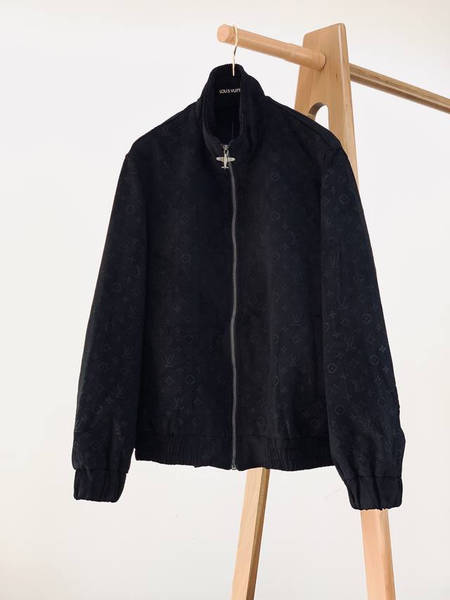 Louisvuitton custom-made embossed monogram baseball jacket. Made from custom lea