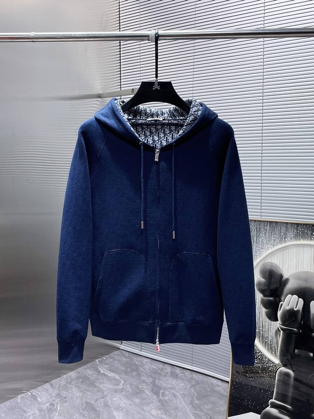 Dior's new 2025 Fall/Winter long-sleeved, hooded, reversible cardigan jacket, a
