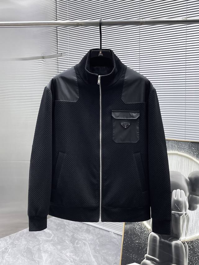 Prada's new 2025 stand-up collar jacket, a high-end version! Custom-made fabric