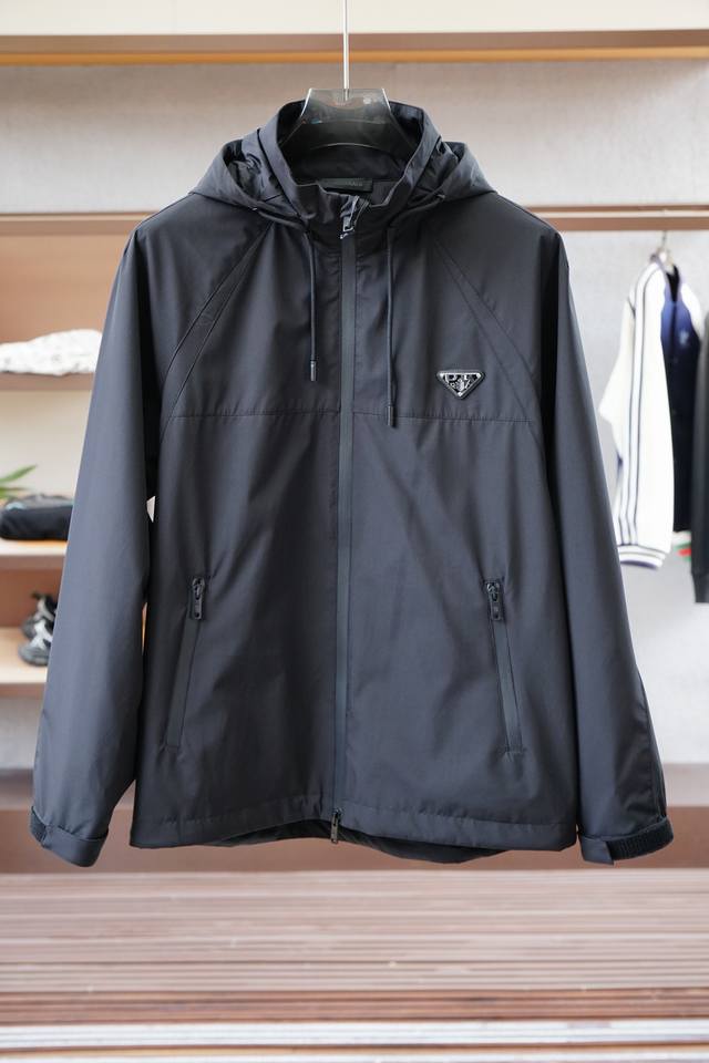 Prada - New Spring/Summer 25 Pr*Da Metal Triangle Logo Small Hooded Jacket Sun P