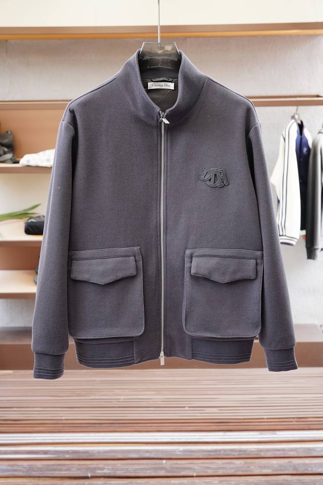 Dior-25 Autumn/Winter Jacket, Men's Double-Pocket Cotton and Wool Cargo Jacket.