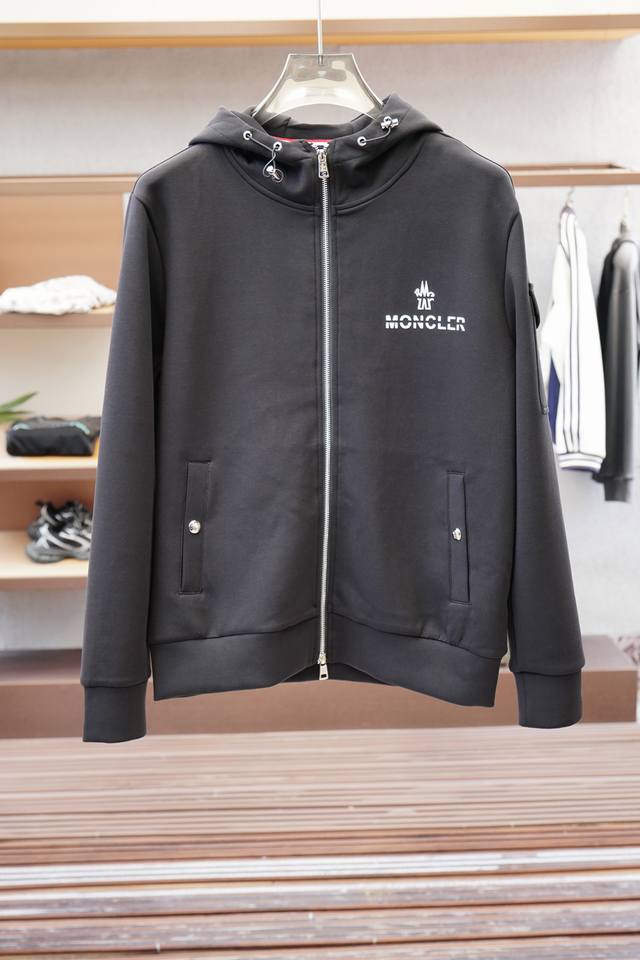 Monkou - Logo Cotton Zipper Sweatshirt Fabric: 16S single yarn + 6S fish scale c