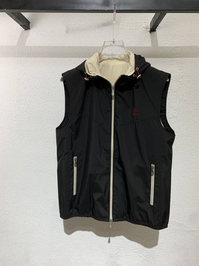 New Bc old money style men's hooded vest jacket, featuring an embroidered chest