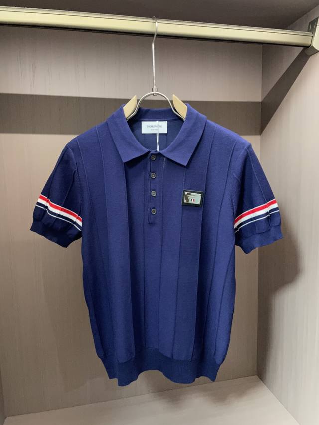 Tb 2025Ss new autumn and winter men's knitted short-sleeved shirt! Exclusively l