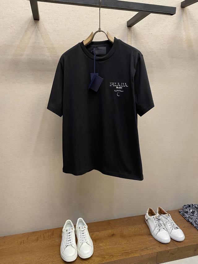 Prada, Prada's oversized cotton T-shirt features a ribbed crew neck design for m