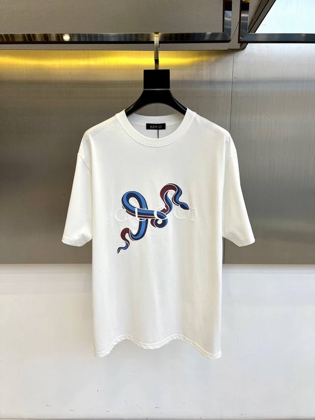 Gucci, 2025 new men's short-sleeved T-shirt, made from custom-made imported fabr