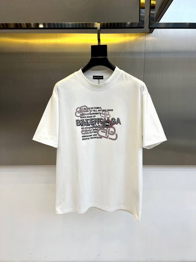 Balenciaga, 2025 new men's short-sleeved T-shirt, made from imported 32-count,