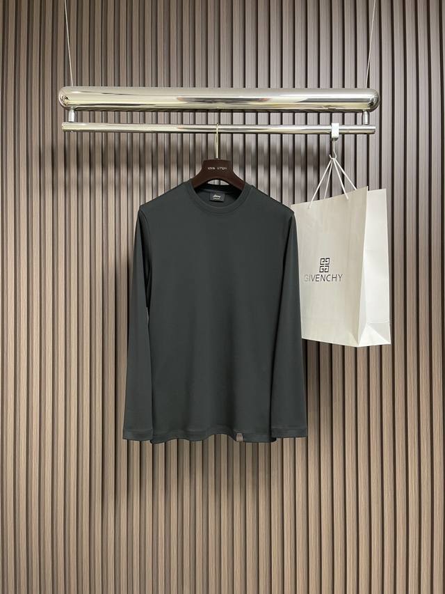 Brioni's Tencel cotton long-sleeved T-shirt is a high-end, luxurious, and classi