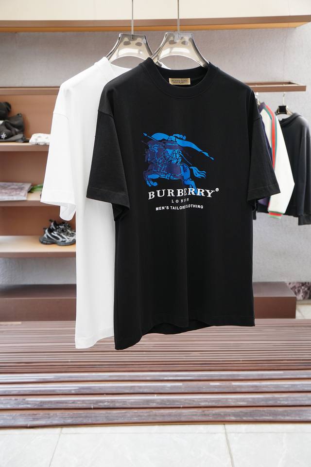 Bbr Burberry, 2025Ss collection, new men's crew neck short-sleeved shirt with a