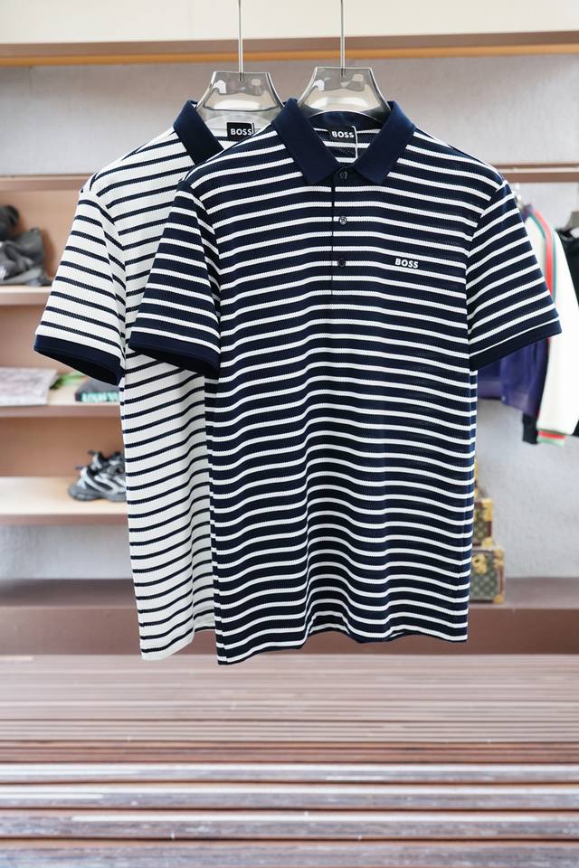 Boss-2025Ss New Summer Logo Men's Lapel Polo Shirt! A classic business men's sty