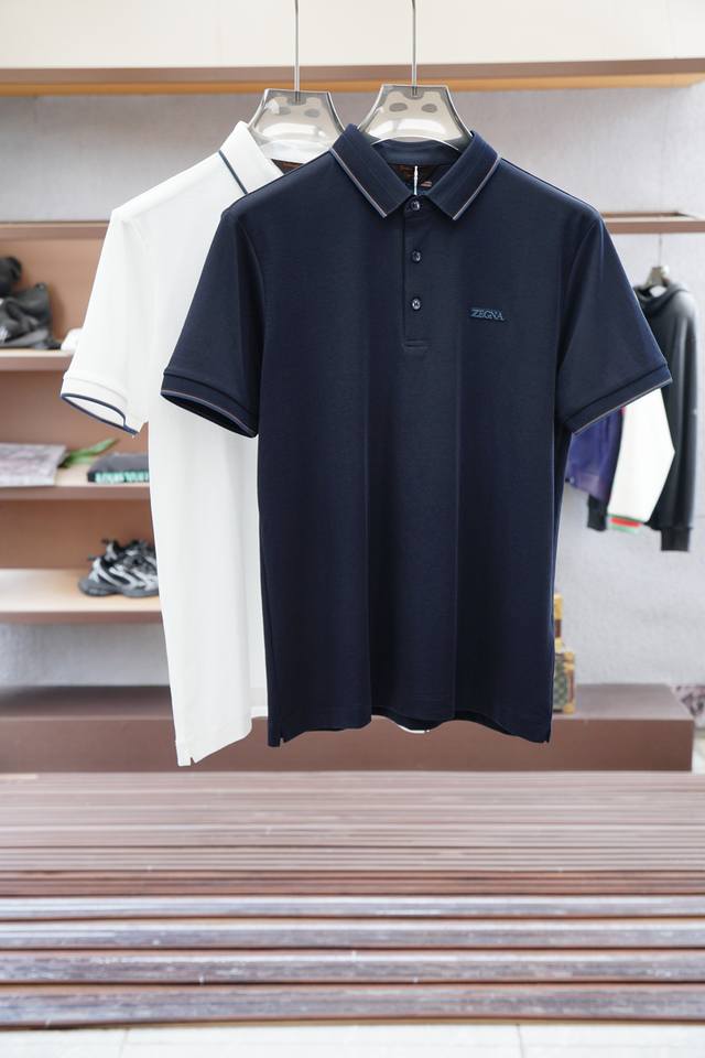 Zegna 12025Ss new summer logo men's lapel polo shirt! A classic business style f