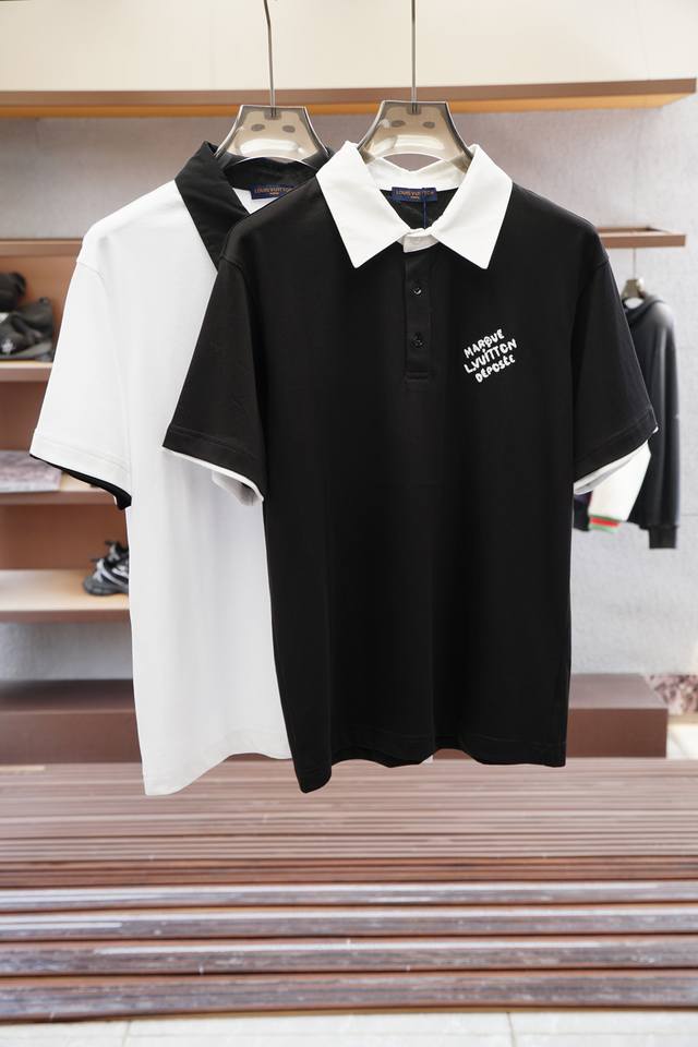 Lv Louis Vuitton. 2025Ss new summer logo men's lapel polo shirt! A classic busin