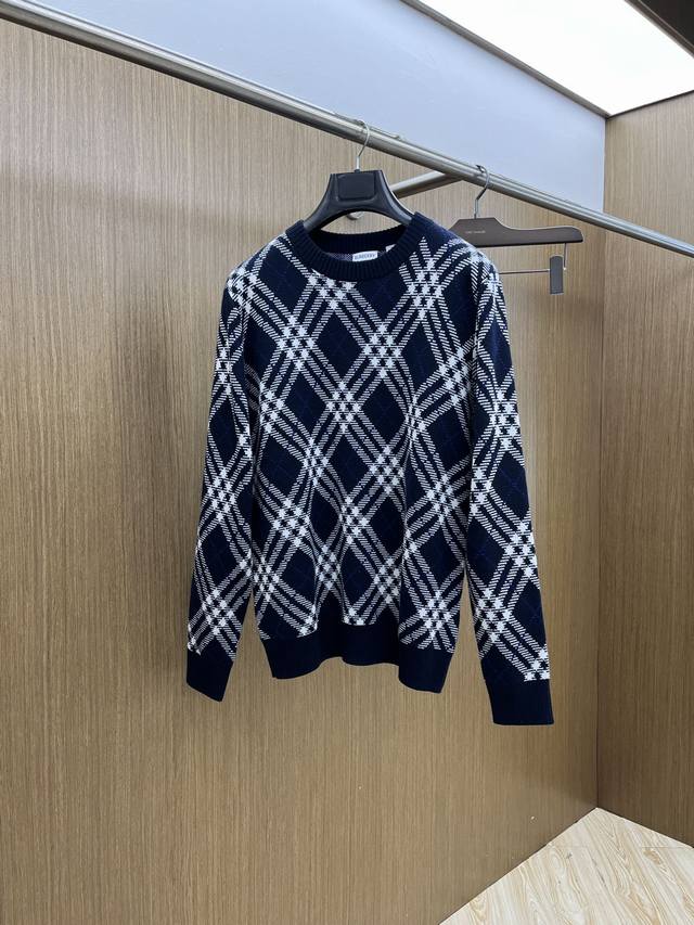 Autumn/Winter Bbr 25 new twill check wool blend pullover crewneck DDD. Made from