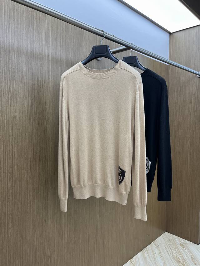 Autumn/Winter Bbr Shield Intarsia Knit Crewneck Pullover Sweater DDD. Made from