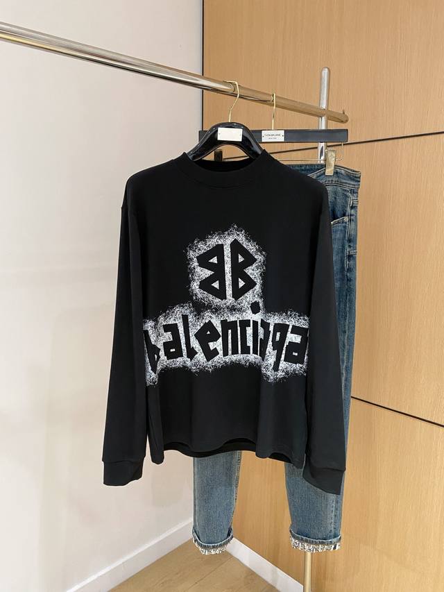 Balenciaga 25Ss autumn new arrival, new trade order, round neck long-sleeved ba