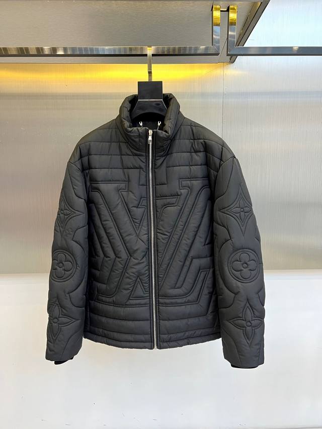 Lv Vuitton, 25Fw men's new quilted cotton jacket coat 1Agioo light gray tear-sto