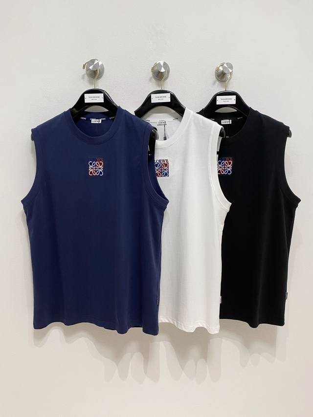 Loewe's new 25Ss vest features reinforced threading on the neckline and cuffs to