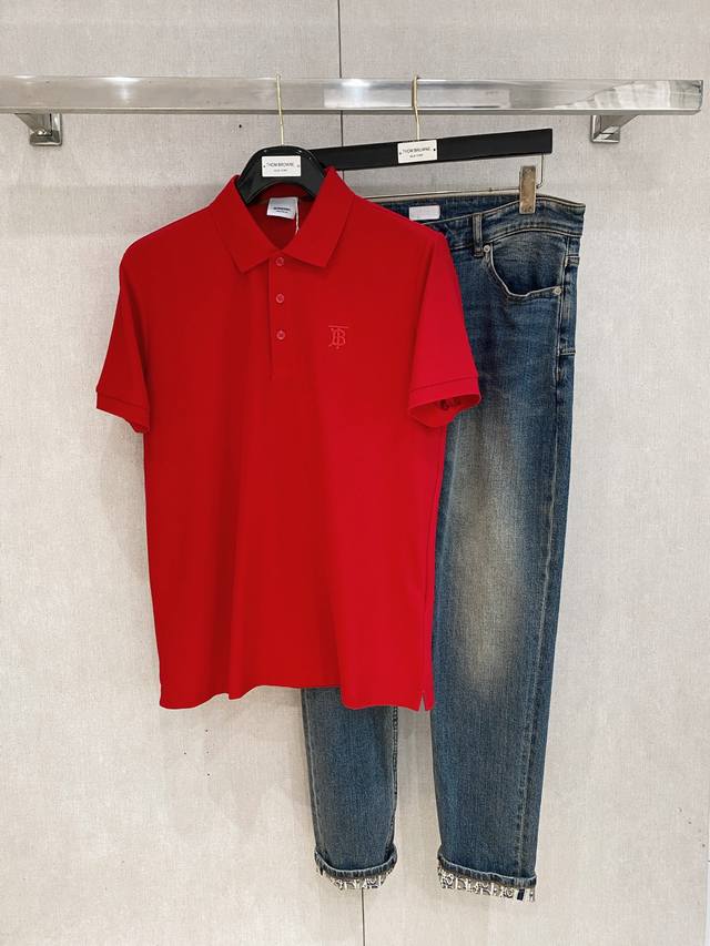 New arrival! Burberry 2025Ss summer new letter logo men's lapel polo shirt! A c