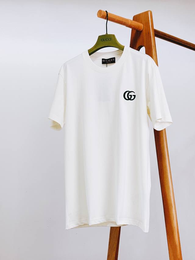 Gucci 2025Ss spring and summer new product classic Gg embroidered short-sleeved