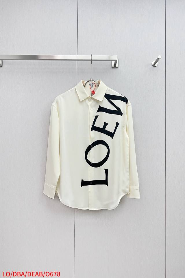 O678 Lo Loewe 25Fw large logo printed silk shirt. DDD. Custom made mulberry silk