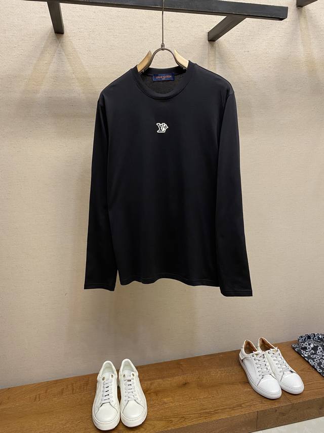 Lv, unisex round-neck long-sleeved T-shirt, perfect for outerwear in autumn and