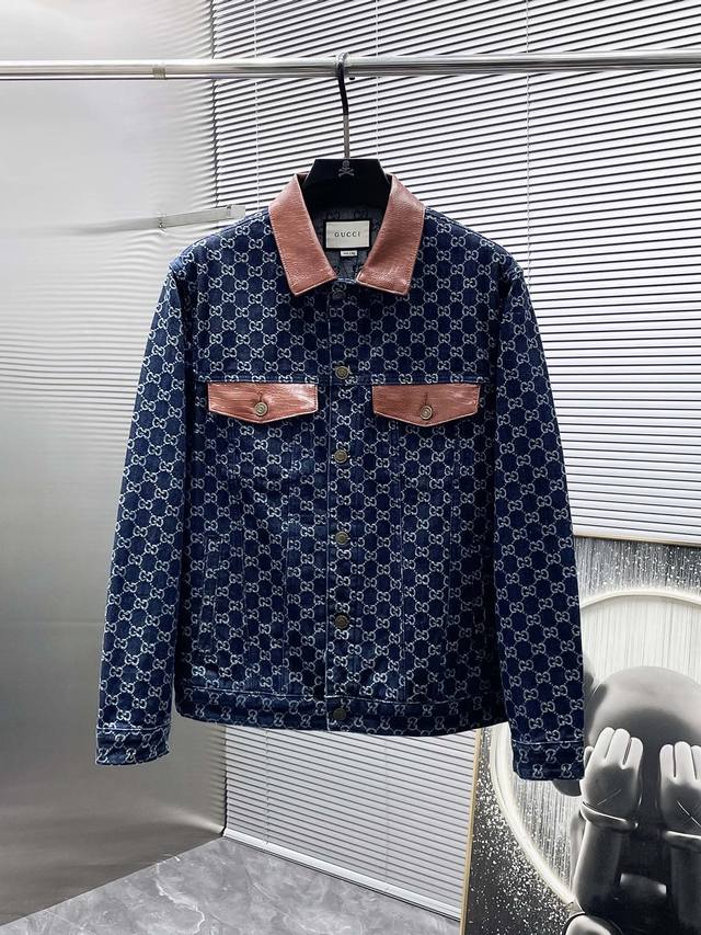 Gucci's new 2025 lapel denim jacket, a high-end version! Custom-made fabric is b