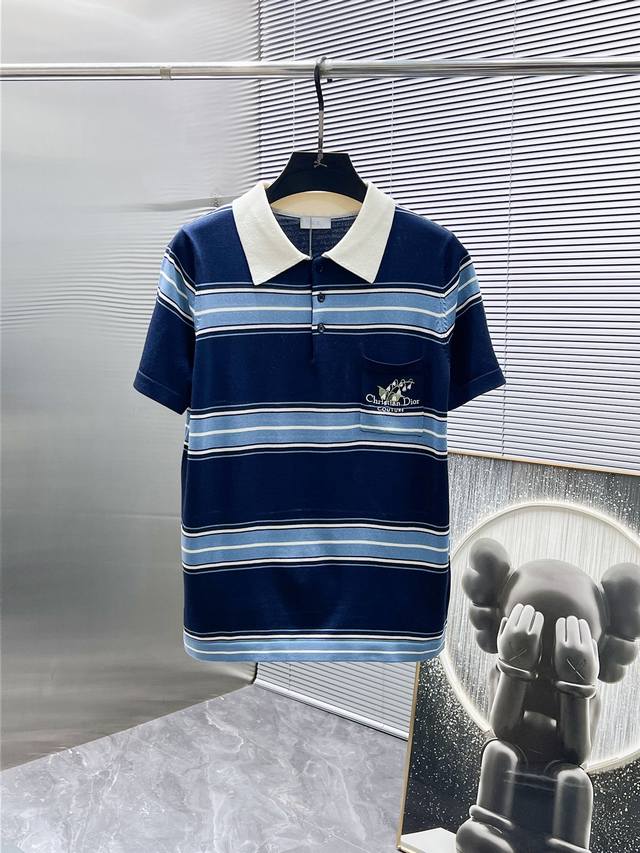 Dior's new 2025Ss lapel short-sleeved knit polo shirt, a high-end version! Custo
