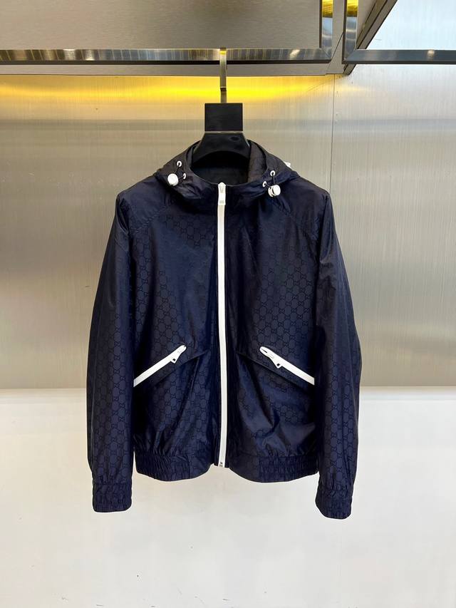 Gucci, Fall/Winter 25 Collection, Gg Nylon Jacquard Zipper Jacket. Made of custo