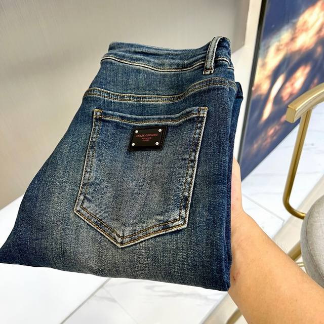Dg, new Spring/Summer 2025S models, men's classic washed light blue vintage wash