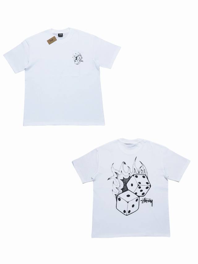 S286# Stussy Dice Series Ss22 Flame Dice Retro Letter Dice Pattern Printed Short