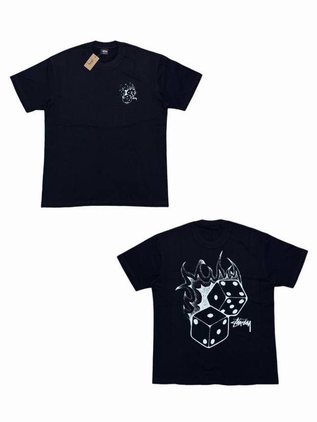 S286# Stussy Dice Series Ss22 Flame Dice Retro Letter Dice Pattern Printed Short