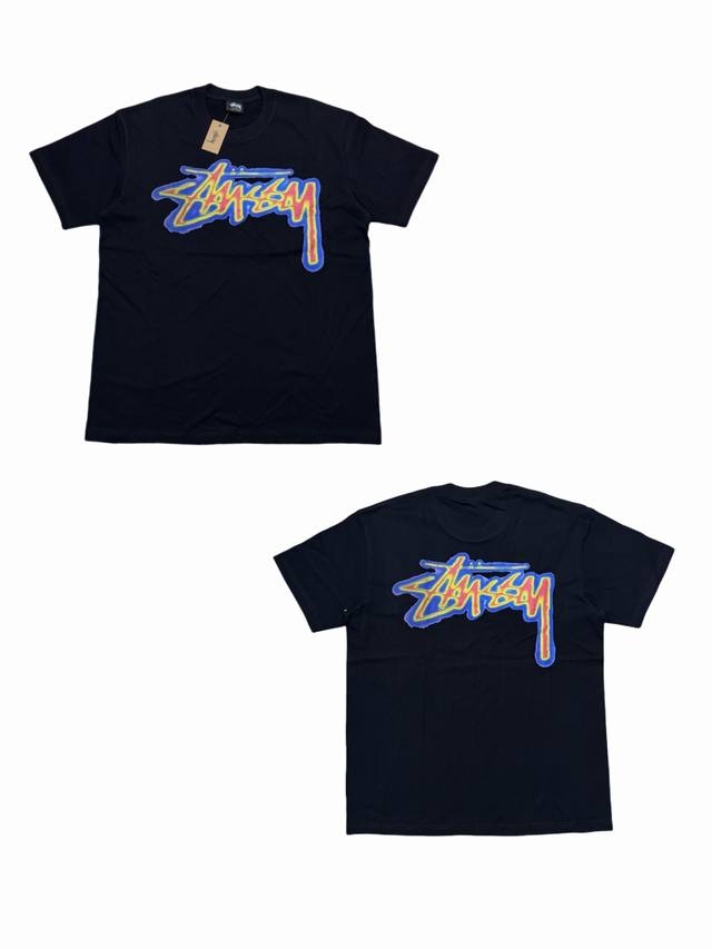 S287# Stussy Thermal Stock Tee Summer Series Logo Printed Ribbed Neck Short Slee