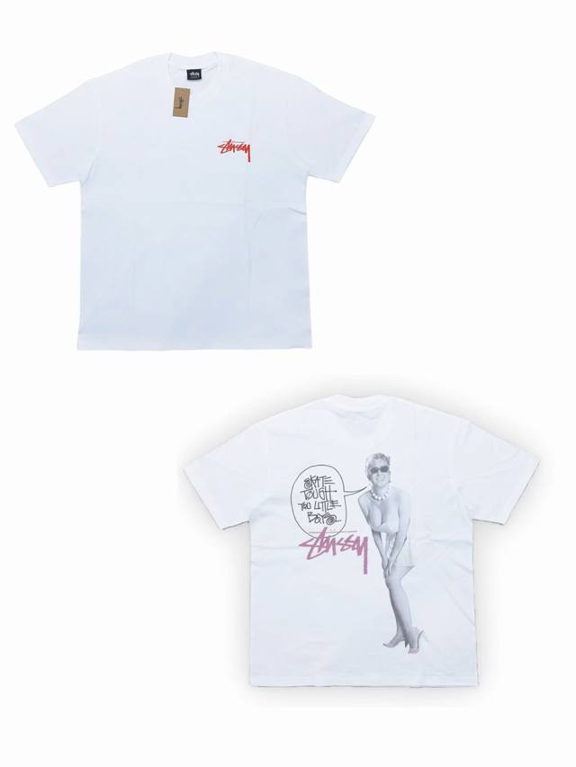 S290# Stussy Ss23 summer series cartoon character pattern printed round neck sho