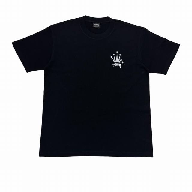S236# White background Stussy crown logo printed short-sleeved T-shirt, unisex s