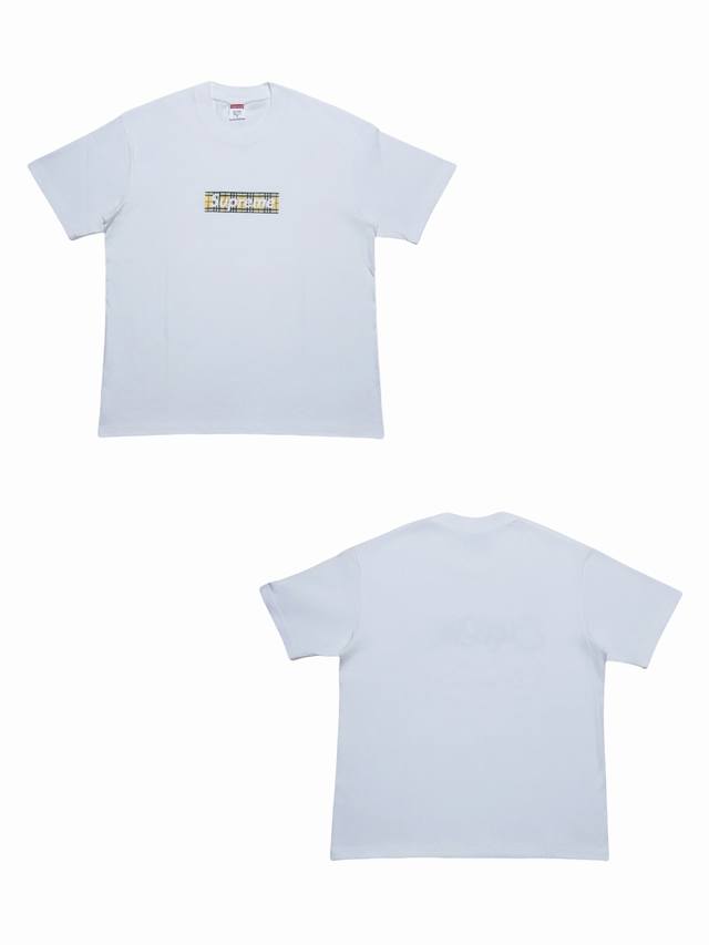 Su111# White background Supreme Ss22 co-branded Burberry logo printed T-shirt sh