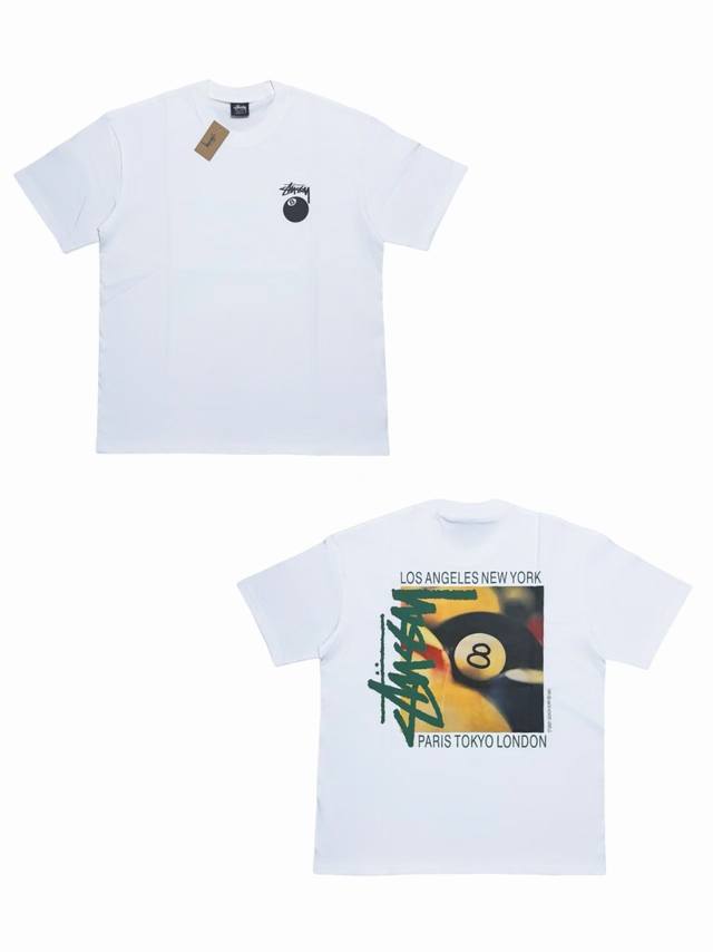 S271# Stussy 8-ball series Ss22 Billiards Tee Black 8 casual round neck short-sl